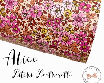 Alice Floral Faux Leatherette - Custom Print ~ Litchi