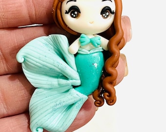 Fancy Pink and Mint Mermaid Bow Clays - Choice of 2 -  from our New Gorgeous Clay Maker
