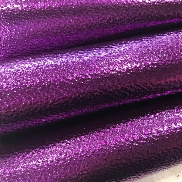 Bright Purple Metallic Leatherette Sheet  A4 -  8X11 or A5 Size Purple  Faux Leather 1.1mm Thick PU Leather Litchi Embossed Purple  Leathe