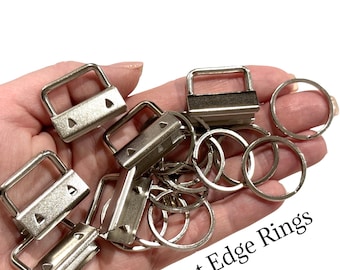 Bulk 50 Pack Silver Key Fob Hardware 1 Inch (25mm) Key Fob with 25 mm Split Ring (Choice of 2 Ring styles)