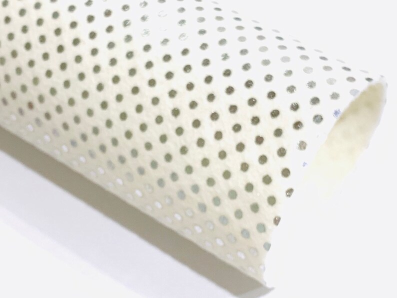 Metallic Silver Dots on White Merino Wool Felt