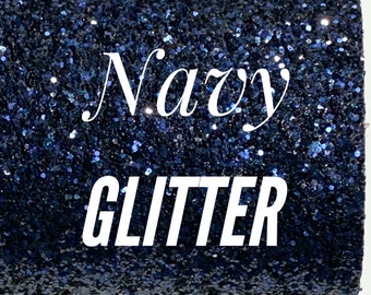 Navy Blue Glitter Fabric Leather Sheet | Navy Glitter Leather