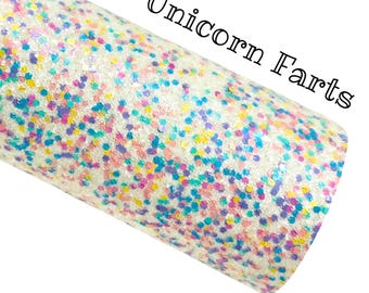Unicorn Farts Rainbow Chunky Glitter Leatherc | Fun Chunky Glitter Leathers for Bows, Earring Making and Accessories