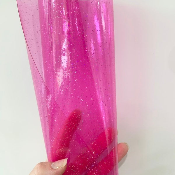 Fuchsia Pink Clear Glitter PVC Sheets