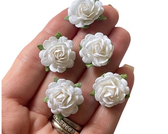 Delicate Rose Mulberry Paper Blooms 20mm in White