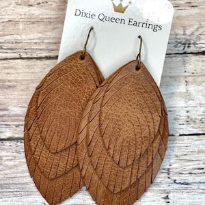 Triple Layer Fringed Feather Earrings or Pendant Steel Rule Die