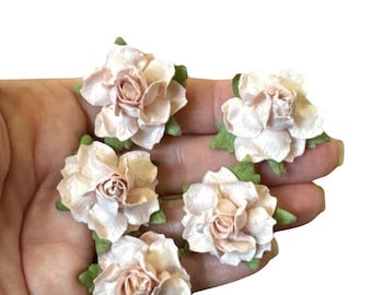 Blush Pink Elegant Rose Mulberry Paper Flowers - 25mm - lot of 5