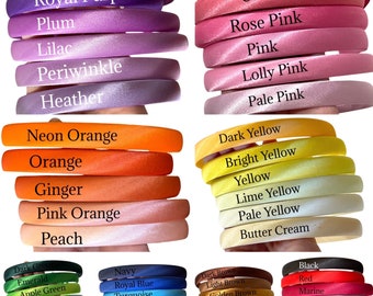 15mm Chunky Satin Alice Headbands - 25 Colours