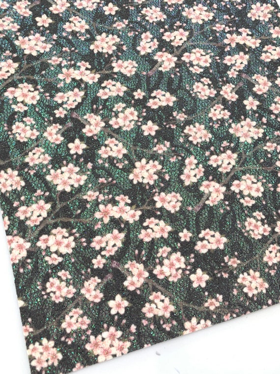 Forest Green Floral Blossom Glitter Lace Fabric Sheet A3 A4 - Glitter Lace Il_570xn