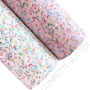 White Confetti Chunky Glitter Leather | Confetti Glitter Leather