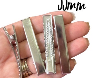 55mm Strong Premium Silver Alligator Hair Clips with teeth