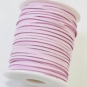 Cordón de gamuza sintética color lila pastel - 5 m - Cordón de gamuza morado pálido