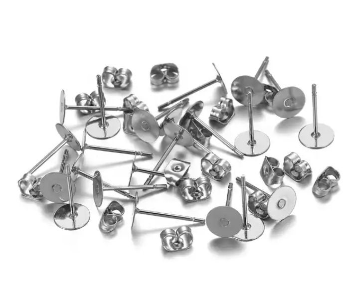 100, 500 or 1,000 BULK Stainless Steel Metal Earring Backs