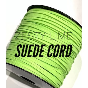 Zesty Lime Green Suede Cord - 5m