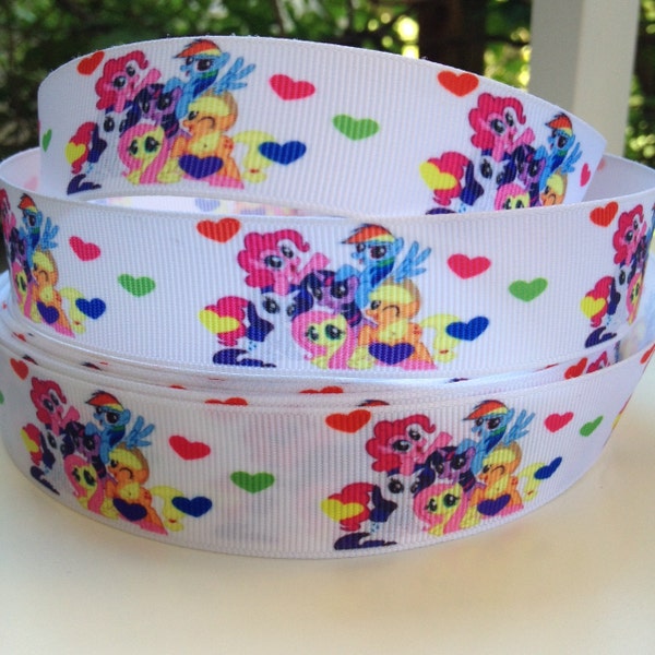 3 Yards My Little Pony Mane Six 1" 25mm printed Grosgrain Ribbon