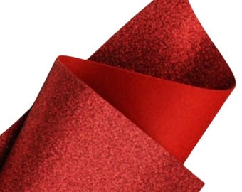 Fieltro de lana pura con purpurina roja - manualidades
