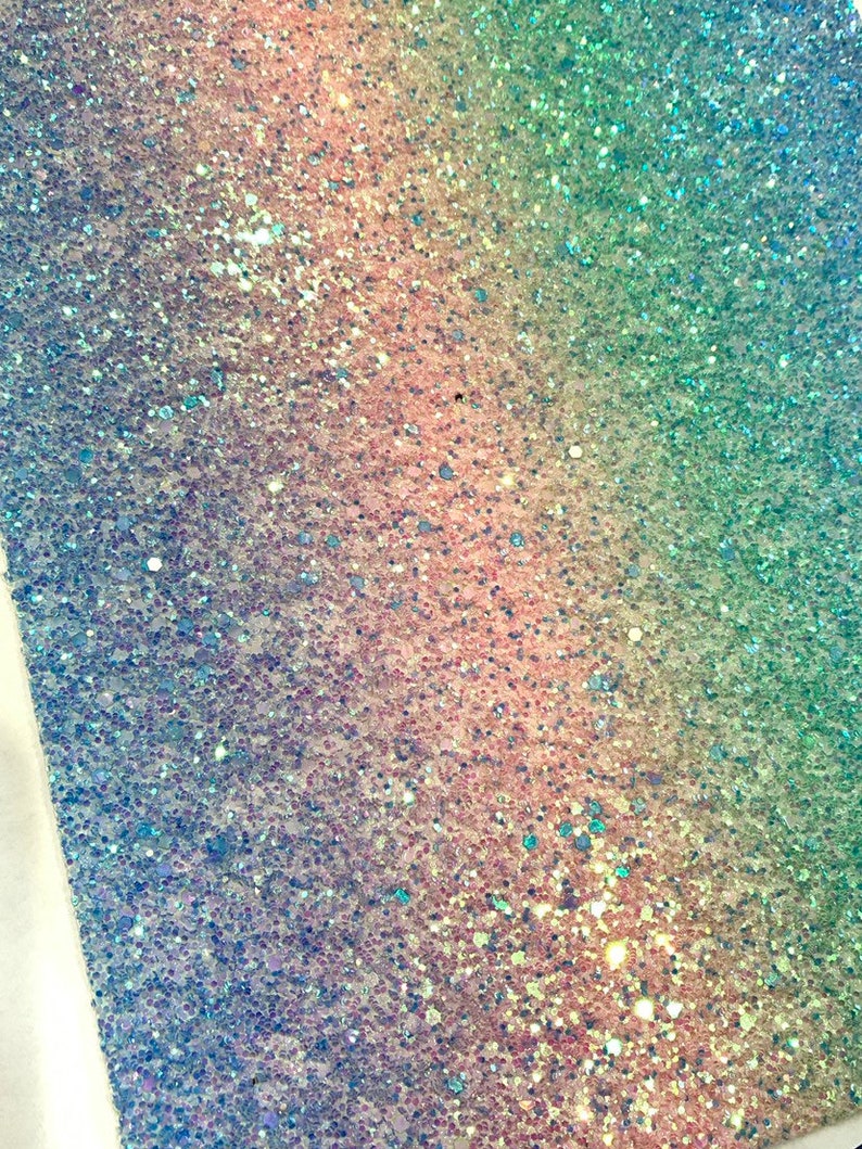 Unicorn Rainbow Chunky Glitter PU Leather Fabric