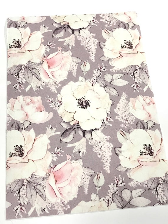 Isadora Floral Grey Felt Backed Fabric Sheets Il_570xn