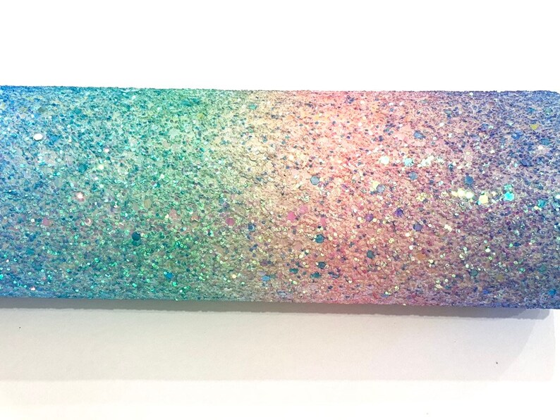 Unicorn Rainbow Chunky Glitter PU Leather Fabric