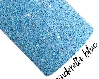 Cuero grueso con purpurina azul princesa / Cuero azul con purpurina para la confección de lazos