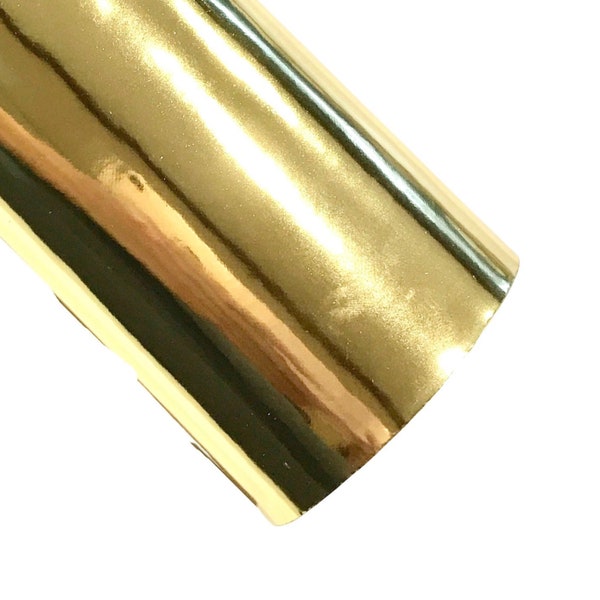 Folha de couro sintético espelhado dourado