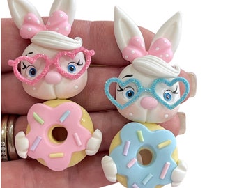 Easter Bunny Bow Clay Embellishment - Choice of 2 colours