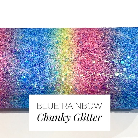 Blue Rainbow Chunky Glitter Fabric Il_570xn