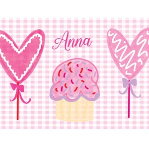 Valentines Placemat, Valentine&#39;s Placemat, Girl Placemat, Candy Placemat, Heart Placemat, Kids Placemat, Pink Placemat, Laminated Placemat
