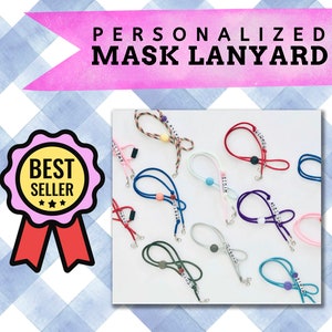 Kids Personalized Adjustable or Breakaway Face Mask Neck Strap | Face Mask Necklace | Face Mask Lanyard | Face Mask Chain | Back to School