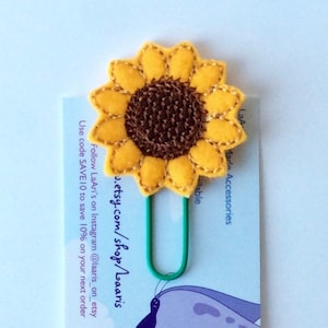 Sunflower paper clip-sunflower planner clip-planner accessory- sunflower planner clip-sunflower bookmark - planner paper clip