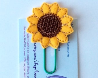 Sunflower paper clip-sunflower planner clip-planner accessory- sunflower planner clip-sunflower bookmark - planner paper clip