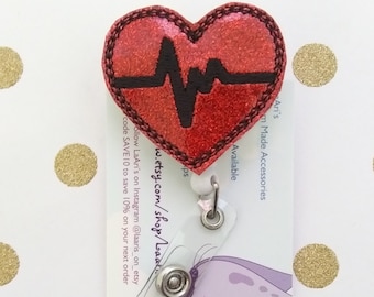 EKG Heart Retractable Reel Badge-cardiac Nurse Badge-cardic Nurse