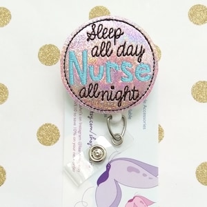 Nurse badge reel- Night shift nurse badge- Registered nurse reel badge- rn gift-nurse gift-nurse reel badge-rn nurse reel- cna reel badge