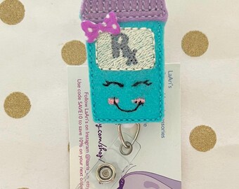 Pill bottle badge reel- pharmacist reel- pharmacist badge-pharmacist gift-pharmacy tech reel badge- pharmacy tech gift