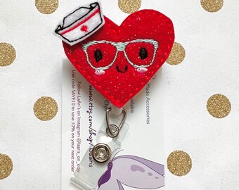 Valentines badge reel- valentines day badge reel- heart badge reel- valentine reel-valentine badge-valentine day gift- valentine nurse gift