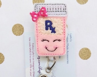 Pill bottle badge reel- pharmacist reel- pharmacist badge-pharmacist gift-pharmacy tech reel badge- pharmacy tech gift