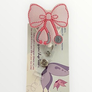 Coquette Stethoscope Badge Reel- Bow Badge Reel- Nurse Badge Reel- Cna badge reel-Medical Badge Reel- Retractable Badge Holder-Badge reel