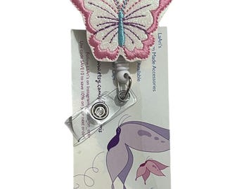 Butterfly badge reel- butterfly reel -purple butterfly badge reel-- butterflybadge- pediatric nurse reel badge- preschool teacher reel badge