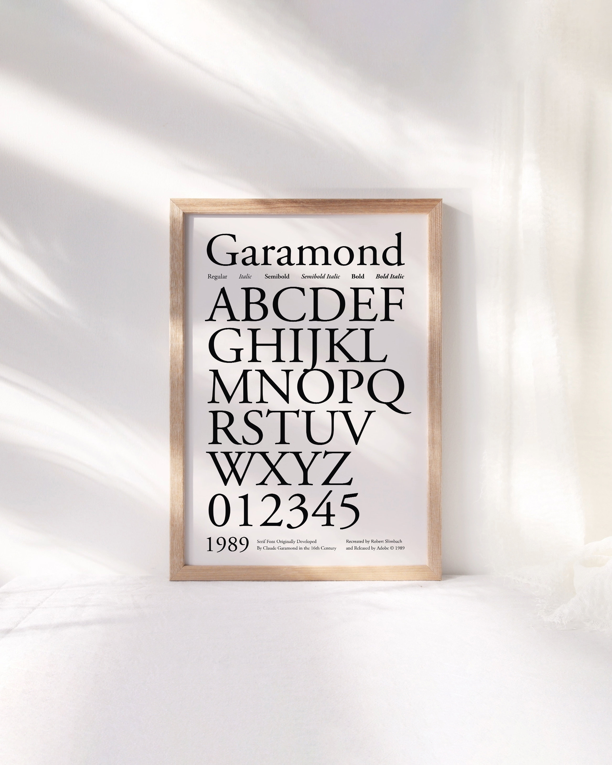 Garamond Font Typography Print Printable Wall Art Typography Decor