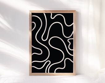 Abstract Black and Cream Line Print ~ Printable Wall Art ~ Minimalism Poster ~ Line Illustration ~ Instant Digital Downloadable - 4 Sizes