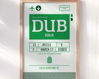 Dublin Baggage Tag Print ~ Printable Wall Art ~ DUB Decor Poster ~ Ireland Gift ~ Instant Digital Downloadable - 4 Sizes