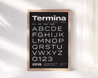 Termina Font Typography Print ~ Printable Wall Art ~ Typography Decor Poster ~ Instant Digital Downloadable - 4 Sizes