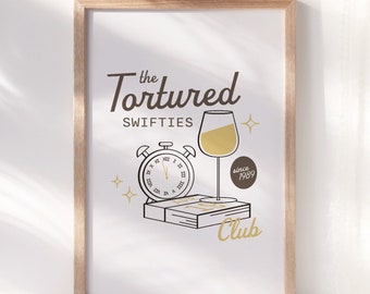 Taylor Swift Tortured Swifties Club ~ Printable Wall Art ~ Tortured Poets Department Poster ~ Instant Digital Downloadable - 4 Sizes