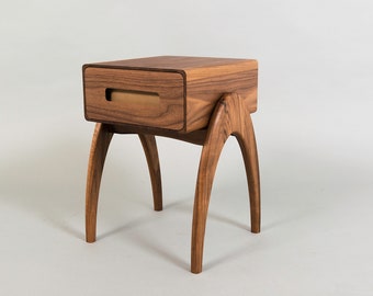 Retrospect Side Table with leather lined drawer (Bedside Table)