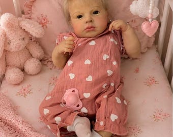Reborn Baby LOULOU Awake by Jackie Joly, 20 inches with full arms and legs, Girl or Boy Doll Custom