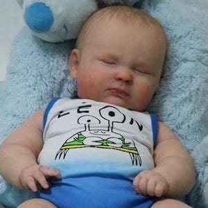 Reborn Baby JOSEPH ASLEEP by Jackie Joly, 23 inches, 3 months in size, Boy or Girl Doll Chubby Baby Custom