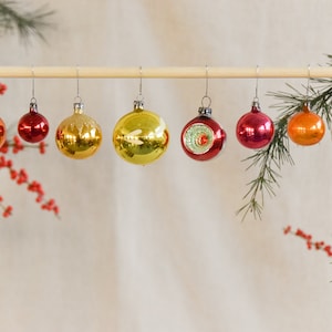 Vintage Glass Christmas Tree Baubles / Ornaments Set of 12 Boxed Assorted