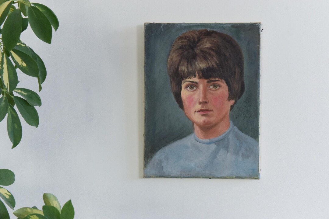 Vintage Original Small 1960s Oil on Canvas Female Portrait Painting - Etsy