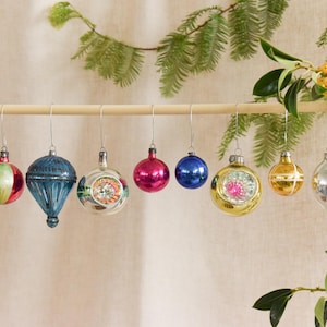 Vintage Glass Christmas Tree Baubles / Ornaments Set of 12 Boxed Assorted