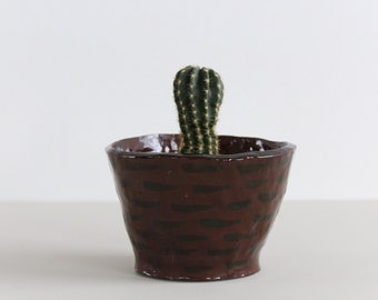 Vintage Small Studio Pottery Patterned Plant Pot